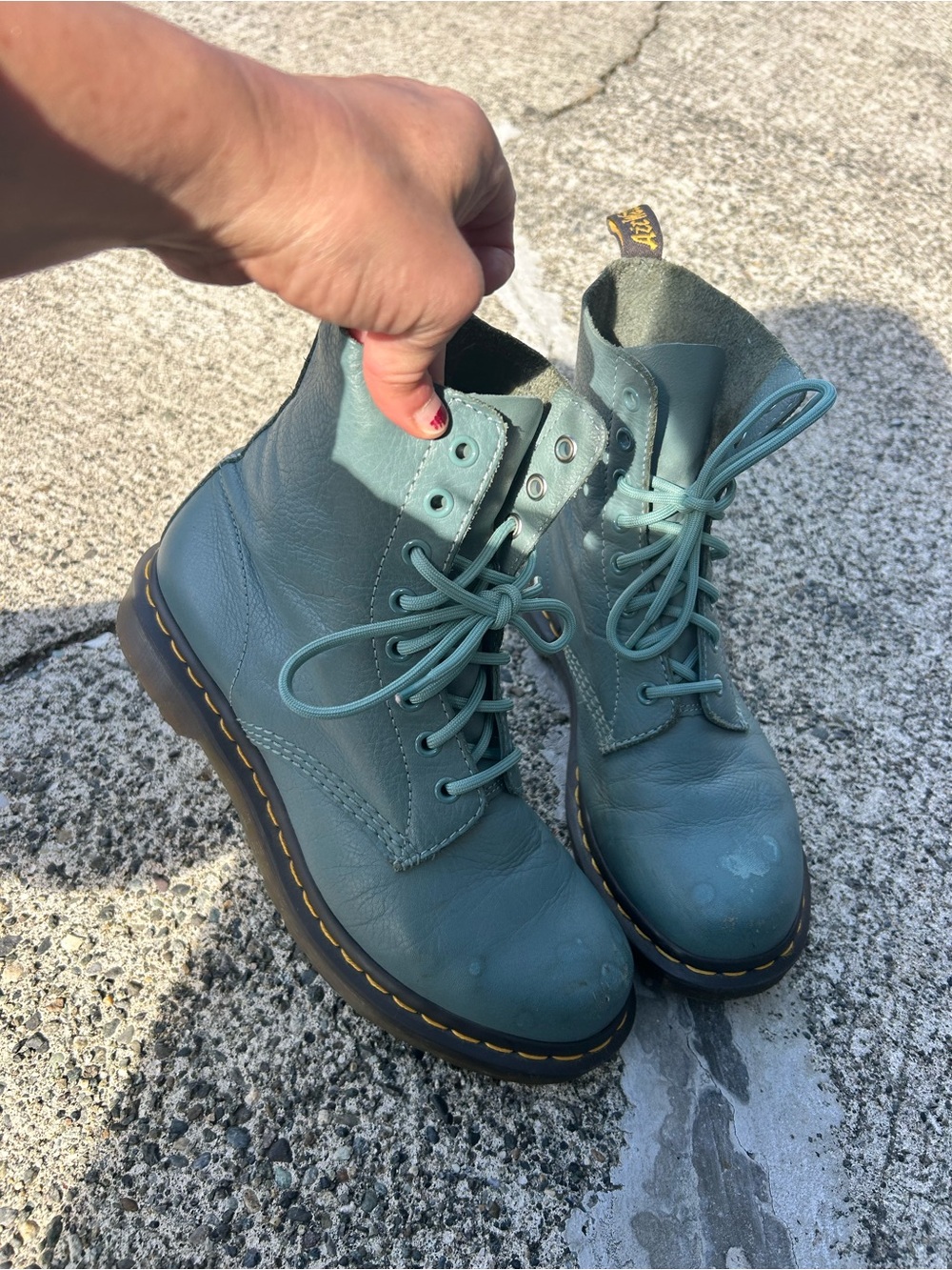 Dr. Martens Teal Leather Lace-Up Ankle Boots
